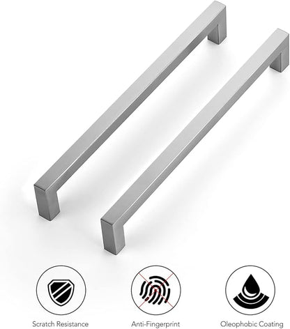 Ravinte 3 Pack 8-4/5 Inch Kitchen Square Cabinet Handles Satin Nickel Cabinet Pulls Brushed Nickel Drawer Pulls Kitchen 8-4/5 Inch Hole Center