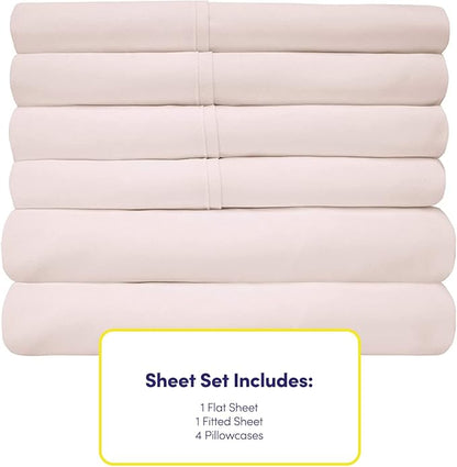 Full Size Bed Sheets - 6 Piece 1500 Supreme Collection Fine Brushed Microfiber Deep Pocket Full Sheet Set Bedding - 2 Extra Pillow Cases, Great Value, Full, Pale Pink