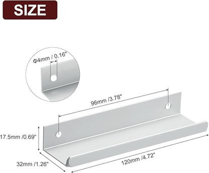 uxcell Cabinet Finger Edge Pull, 8pcs 120mm / 4.72" Aluminum Alloy Back Mount Hidden Cabinet Pulls Concealed Handle for Home Kitchen Drawer Cabinet, Silver