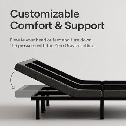 Nectar Luxe Twin XL Adjustable Base & 14” Mattress (New Version) - Head & Foot Incline - Medium Firm Memory Foam - Cooling Upgrade - 3 Massage Settings - 365-Night Mattress Trial & Forever Warranty