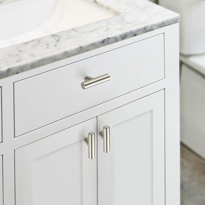 JOY DECOR 3 Pack Cabinet Knobs, Brushed Nickel Cabinet Handles, 2in Kitchen Cabient Knobs, Single Hole Drawer Knobs for Dresser Drawers