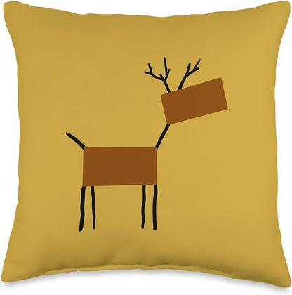 Cute Scandinavian Animals Designs Chic Deer Moose Scandinavian Elk Minimalism Reindeer Throw Pillow, 16x16, Multicolor