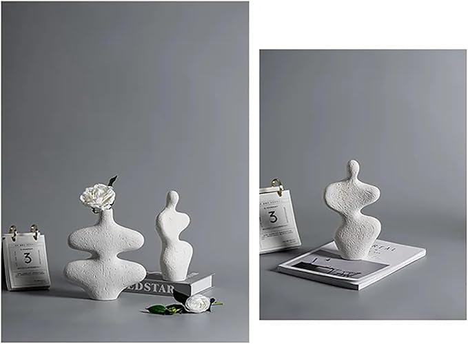 Scandinavian Ceramics Vase, Off White Jug Vase with Handles Nordic, Mantle Decor, Rustic, Coastal Vase Set, Modern Gift, Minimalist Vases(A1)