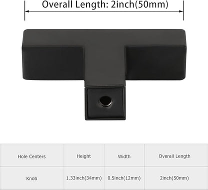 LONTAN 100 Pack Kitchen Cabinet Knobs Black Knobs for Dresser Drawers Sqaure Black Cabinet Hardware for Bathroom Cupboard,Stainless Steel