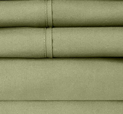 Full Size Bed Sheets - 6 Piece 1500 Supreme Collection Fine Brushed Microfiber Deep Pocket Full Sheet Set Bedding - 2 Extra Pillow Cases, Great Value, Full, Sage
