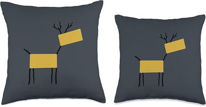 Cute Scandinavian Animals Designs Chic Deer Moose Scandinavian Elk Minimalism Reindeer Throw Pillow, 18x18, Multicolor