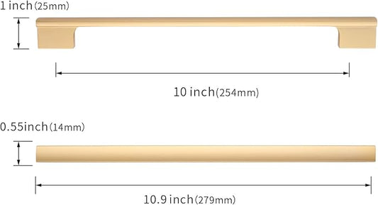 Asidrama 20 Pack 10 Inch(254mm) Brushed Gold Cabinet pulls Kitchen Cabinet Handles, Cabinet Pulls Gold Kitchen Cabinet Hardware for Cupboard Drawer Pulls