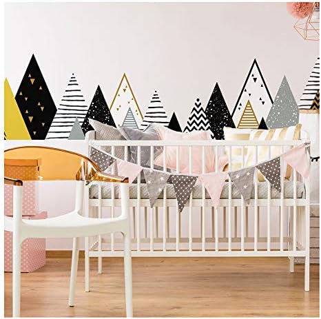 Ambiance Stickers Scandinavian Chapka Mountains Wall Decals, DIY Home Decor, Peel and Stick Removable Stickers, Waterproof and Self Adhesive Wall Art - H45 x L180 CM