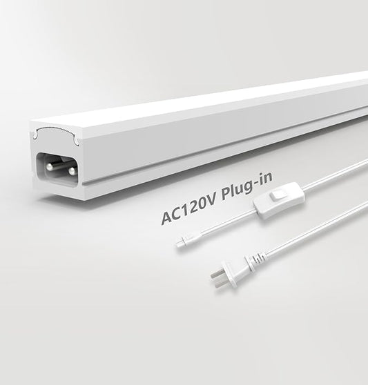 Under Cabinet Lighting Plug in, 16 Inch 1 Pc, Linkable AC120V 3CCT 3000K/4000K/5000K Ultra Slim, LED Under Cabinet Lights for Counter Light, Kitchen, Shelf, Sink, Workshop, Desk, White