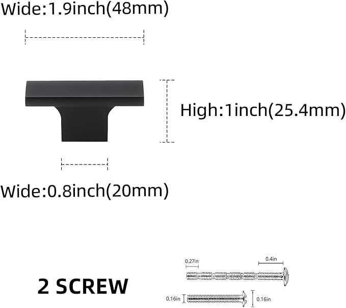 2 Pack Kitchen Cabinet Knobs Matte Black Cabinet Knobs Black Drawer Knobs Solid Kitchen Hardware