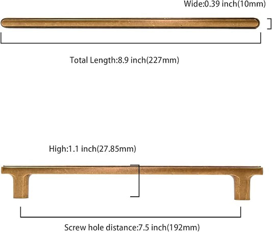 10 Pack 7.5 Inch(192mm) Kitchen Cabinet Handles Antique Brass Cabinet Pulls Vintage Retro Kitchen Cabinet Hardware Drawer Pulls for Cupboard Wardrobe