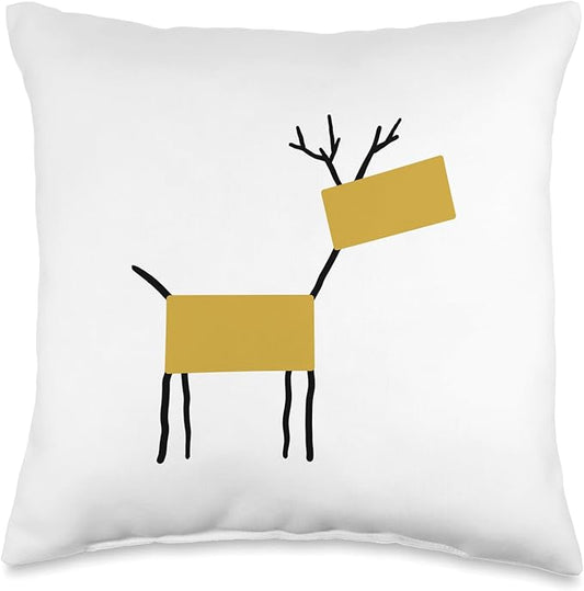 Cute Scandinavian Animals Designs Chic Deer Moose Scandinavian Elk Minimalism Reindeer Throw Pillow, 16x16, Multicolor