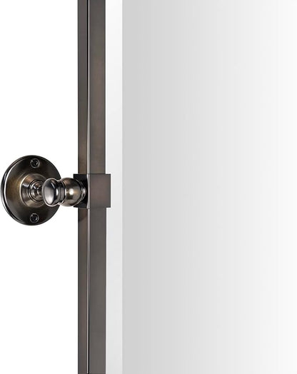 TEHOME Pivot Tilting Bathroom Vanty Mirror Rectangle Oil Rubbed Bronze Metal Framed Beveled Wall Mirror, Overall 23.9 x 30 inches (Mirrror 20 x 30 inches)