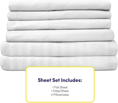 Cal King Size Bed Sheets - 6 Piece 1500 Supreme Collection Fine Brushed Microfiber Deep Pocket California King Sheet Set Bedding - 2 Extra Pillow Cases, Great Value, California King, Dobby White