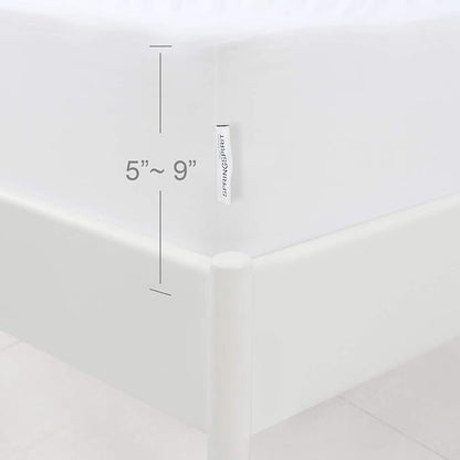 Box Spring Cover Full Size with Smooth and Elastic Woven Material, Alternates for Bed Skirt, Wrinkle & Fading Resistant, Washable, Dustproof, White