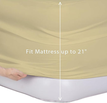 Bedecor Air Bed Sheets for Mattress Cover Removable Bed and Elastic Band Super Soft and Breathable & Deep up to 21" Beige Twin