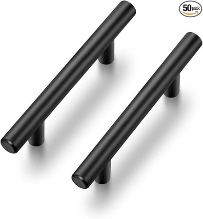 Ravinte 50 Pack | 5 Inch Cabinet Pulls Matte Black Stainless Steel Kitchen Drawer Pulls Cabinet Handles 5 Inch Length, 3 Inch Hole Center