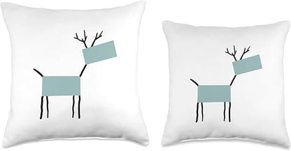 Cute Scandinavian Animals Designs Chic Deer Moose Scandinavian Elk Minimalism Reindeer Throw Pillow, 18x18, Multicolor