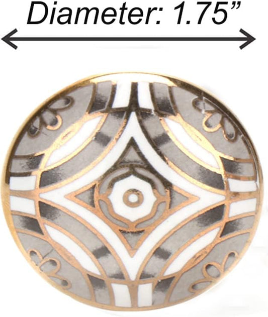 Perilla Home Set of 6 Ceramic Knobs for Cabinet & Drawers Decorative Round Knobs for Home Kitchen Cabinet Hardware Cupboard Glass Door Dresser Wardrobe and Drawer Pulls (Aster Black)