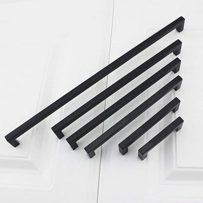 goldenwarm 50 Pack 6-1/4 Inch Black Cabinet Handles Matte Black Drawer Pulls Stainless Steel Cabinets Hardware Square Bar Modern for Kitchen Bathroom Cupboard