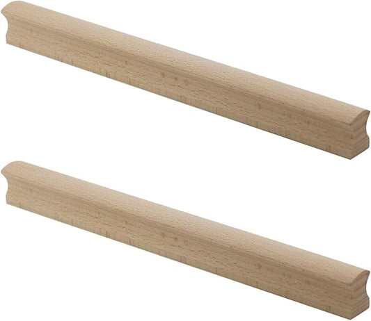 2Pcs Unfinished Beech Wood Solid Furniture Pulls,Unpainted Paintable Wooden Cupboard Closet Drawer Handle Pull,Length 11.81",Hole Dis.8.82"