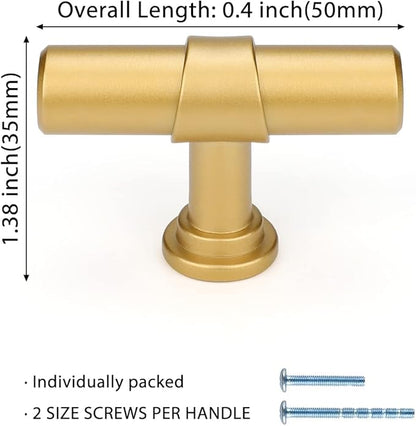 LONTAN 30 Pack Gold Cabinet Knobs Matte Gold Kitchen Cabinet Knobs for Dresser Drawers Brushed Gold T-bar Hardware for Dresser Bathroom
