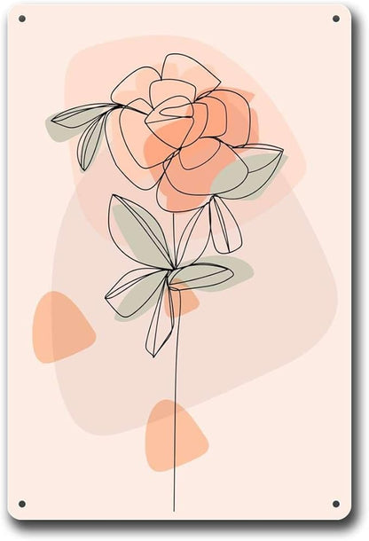 Metal Tin Signs Scandinavian Flowers Suitable for Office Home Classroom Bathroom Washroom Decoration 8x12inch Tin Sign