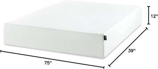 ZINUS 12 Inch Twin Green Tea Memory Foam Mattress [New Version], Fiberglass free, Medium Firm Feel, Zoned Pressure Relief, Certified Safe Foams & Fabric, Mattress in A Box