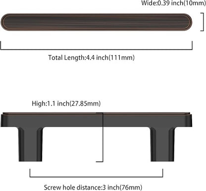 10 Pack 3 Inch(76mm) Kitchen Cabinet Handles Oil Rubbed Bronze Cabinet Pulls Kitchen Cabinet Hardware Drawer Pulls for Cupboard Wardrobe