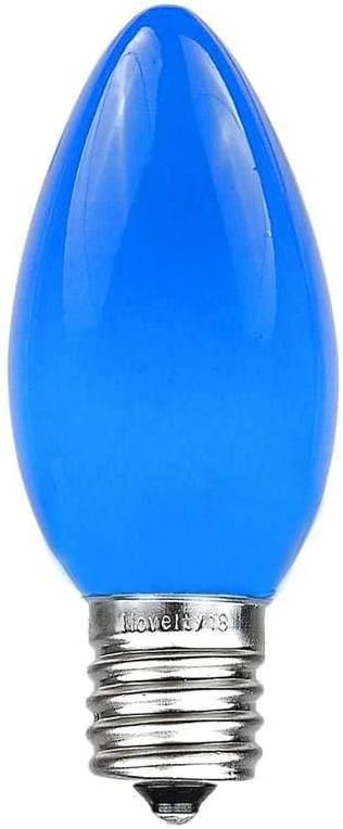 25 Foot C9 Blue Ceramic Christmas Lights Set - Indoor/Outdoor Christmas Light String - Christmas Tree Lights – Opaque Christmas Bulbs - Roofline Light String – Outdoor String Lights - Green Wire