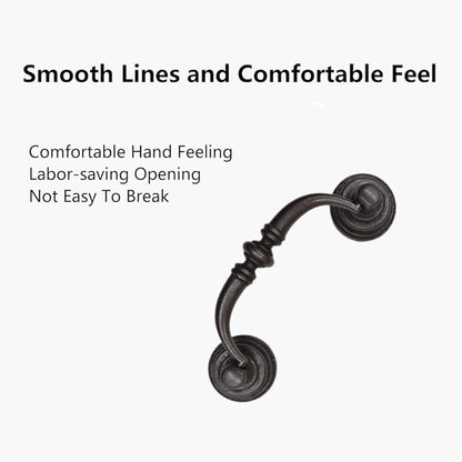 2PCS Retro Dresser Drawer Drop Bail Pulls Handles Classic Metal Swing Handles Hole Centers for Kitchen Bedroom Decoration (Iron Black)