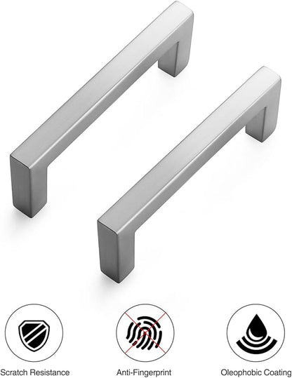 Ravinte 10 Pack Solid Kitchen Cabinet Handles Brushed Nickel Cabinet Pulls Slim Drawer Pulls with 3 Inch Hole Center Square Bar Kitchen Cabinet Hardware