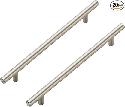 JOY DECOR 20 Pack Cabinet Handles, Brushed Nickel Cabinet Pulls, 7-1/2 in Hole Center Kitchen Cabinet Handles, Stainless Steel T Bar Handles for Dresser Drawers