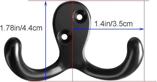 Coat Hooks Hardware, 10Pcs Wall Hooks Heavy Duty Hooks for Hanging Coats No Rust Double Robe Hook Wall Mounted for Key Towel Bags Cup Hat (Black)