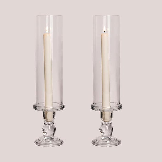 Hurricane Candle Holder Glass Taper Hurricane Clear Tall Candlestick Candles Holders Table Centerpiece Wedding Party Dining Event Home Decor (2)