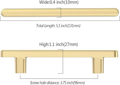 10 Pack 3.75 Inch(96mm) Kitchen Cabinet Handles Brushed Gold Cabinet Pulls Kitchen Cabinet Hardware Drawer Pulls for Cupboard Wardrobe