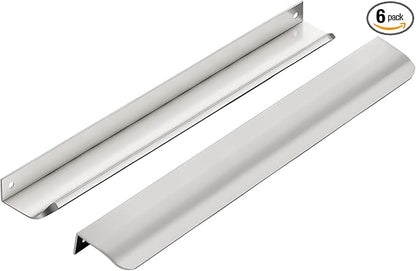 Ravinte Hardware 6 Pack Silver Cabinet Handles, 11.8 Inch (300mm) Finger Edge Pulls, 8.8 Inch Hole Center, Finger Pulls for Cabinets