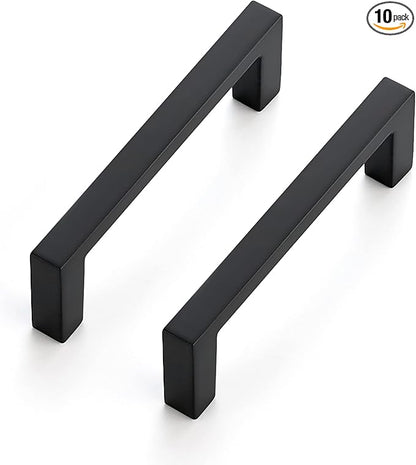 Ravinte 10 Pack Matte Black Cabinet Pulls, 3 Inch (76mm) Hole Center Slim Kitchen Handles, Square Drawer Pulls for Cabinets & Cupboards, Hardware