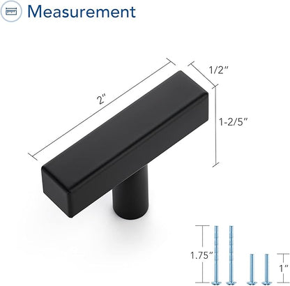 Ravinte Black Cabinet Handles 10 Pack Matte Black Square Cabinet Pulls Kitchen Hardware 2 inch Overall Length Kitchen Drawer Pulls
