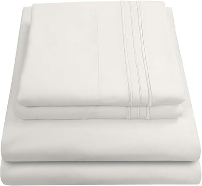 Full Size Sheet Sets - Breathable Luxury Sheets with Full Elastic & Secure Corner Straps Built In - 1800 Supreme Collection Extra Soft Deep Pocket Bedding Set, Sheet Set, Full, Ivory