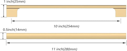 Asidrama 10 Pack 10 Inch(254mm) Champagne Bronze Cabinet pulls Kitchen Cabinet Handles, Kitchen Cabinet Hardware for Cupboard Drawer Pulls