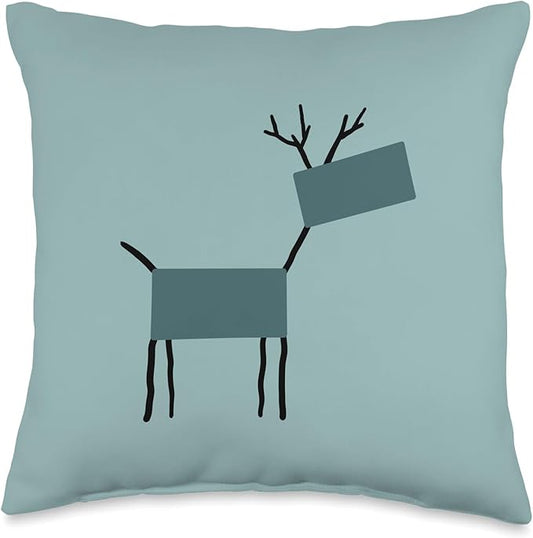 Cute Scandinavian Animals Designs Chic Deer Moose Scandinavian Elk Minimalism Reindeer Throw Pillow, 16x16, Multicolor
