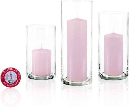 yummi Set of 12 Slim Pillars and Cylinder Vases - Blush