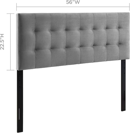 Modway Lily Biscuit Tufted Full Performance Velvet Headboard, Gray