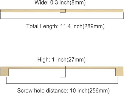 Asidrama 10 Pack 10 Inch(256mm) Brushed Brass Kitchen Cabinet Handles, Cabinet Pulls Kitchen Cabinet Hardware for Cupboard Drawer Pulls