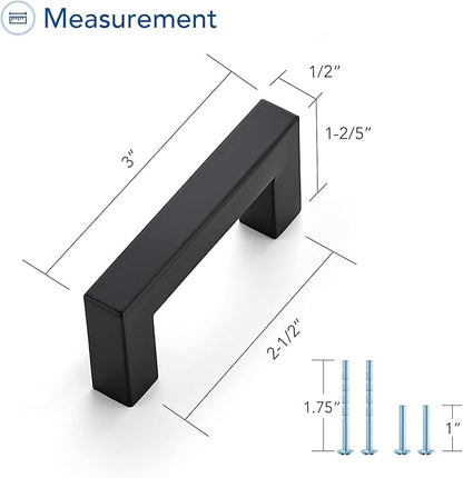 Ravinte 20 Pack Black Cabinet Pulls 2-1/2 Inch Square Kitchen Cabinet Handles Matte Black Kitchen Hardware for Drawer Pulls Drawer Handles Come with Screwdriver