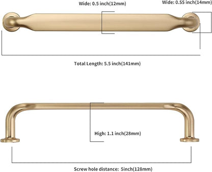 Asidrama 30 Pack 5 Inch(128mm) Brushed Brass Kitchen Cabinet Handles, Cabinet Pulls Kitchen Cabinet Hardware for Cupboard Drawer Pulls