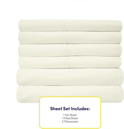 Twin Size Bed Sheets - 4 Piece 1500 Supreme Collection Fine Brushed Microfiber Deep Pocket Twin Sheet Set Bedding - 1 EXTRA PILLOW CASES, GREAT VALUE, Twin, ivory