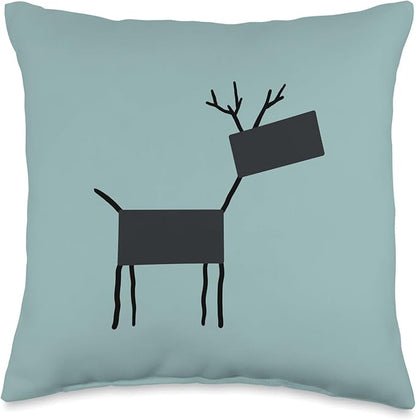Cute Scandinavian Animals Designs Chic Deer Moose Scandinavian Elk Minimalism Reindeer Throw Pillow, 16x16, Multicolor