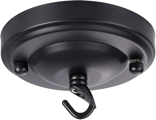 Upgraded Version 4.1Inch Light Canopy Kit Black, Chandelier Hook with Mounting Hardware, Iron Ceiling Canopy Kit for Pendant Light, Ceiling Hooks Cover Plate, Easy to Install, Varied Sizes